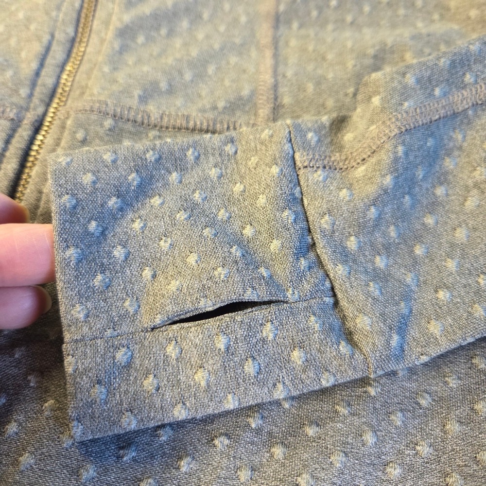 Pure + Good Peplum Full Zip Jacket XS Gray Polka Dot Athleisure Yoga‎ Excellent - Picture 7 of 8
